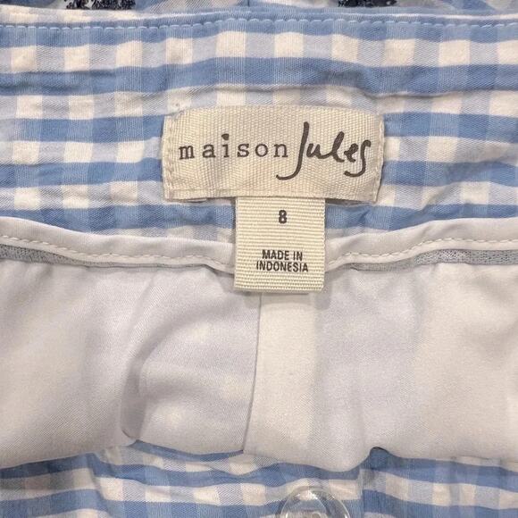 MAISON JULES Womens Light Blue Embroidered Printed Shorts Size 8 - Picture 7 of 9